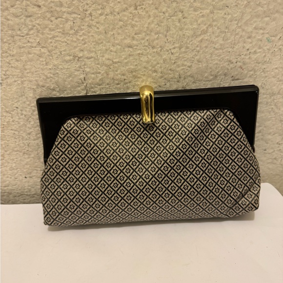 Black and Gold Patterned Clutch made in Italy